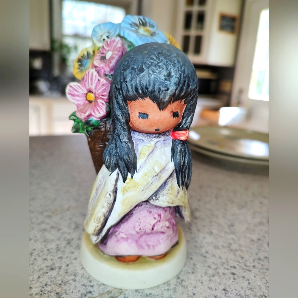 Vintage FLOWER GIRL De Grazia Goebel Figurine Signed W. Germany Mexican Decor